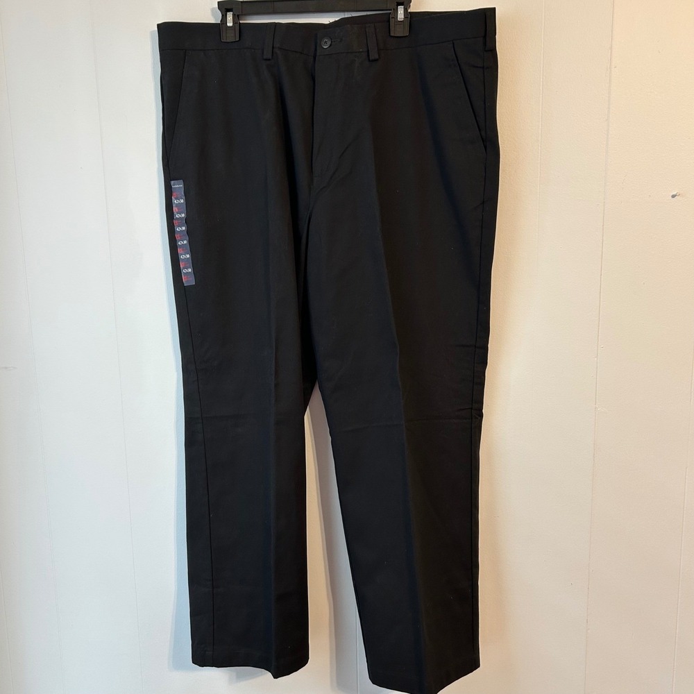 Croft & Barrow Mens Flat Front Easy‎ Care Khaki Classic Fit Black Pants 42x30